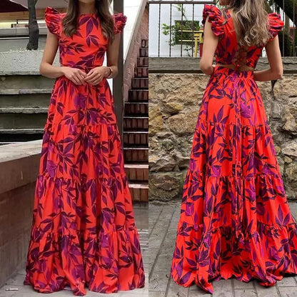 Women's Tropical Print Maxi Dress
