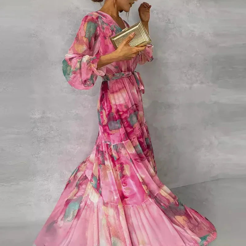 Elegant Floral Women's Handmade Dress