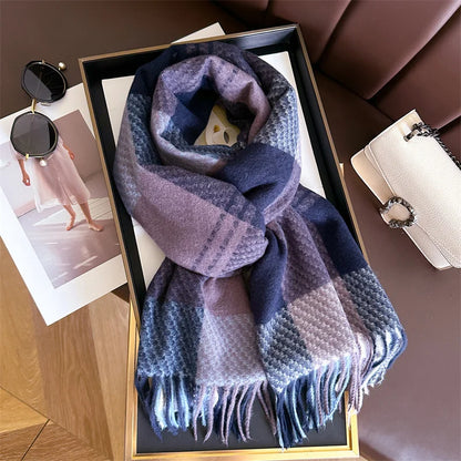 Arvella Women's Plaid Scarf With Tassel