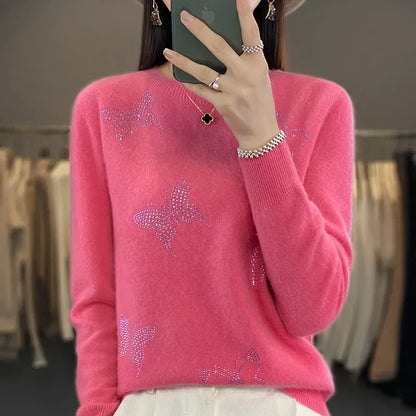 Women's Embellished Sweater Butterfly Detail