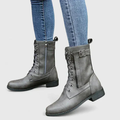 Fiona | Women Spring Lace-Up Side-Zip Ankle Boots