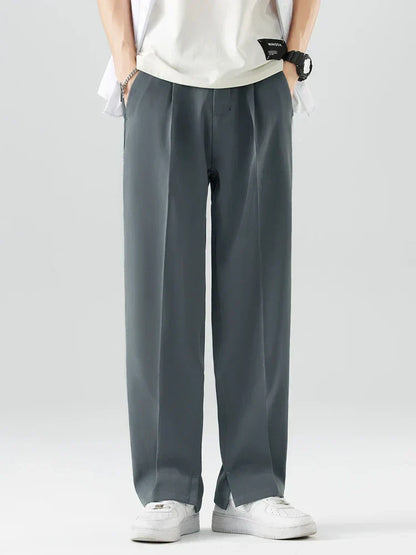 Men's Straight Leg Trousers Relaxed Fit Soft Fabric