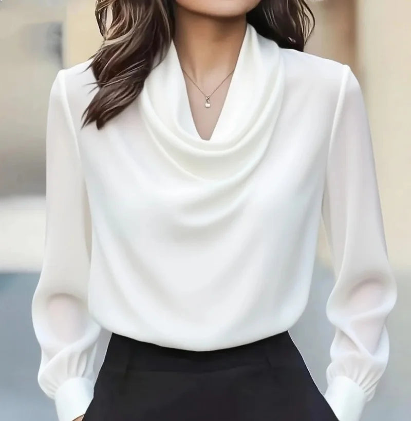 Women's Satin Cowl Neck Blouse