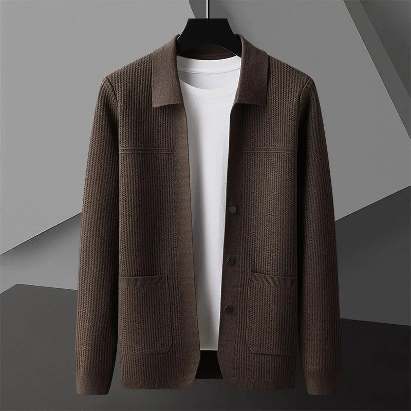 Men's Textured Cardigan With Pocket Design - Vonnera
