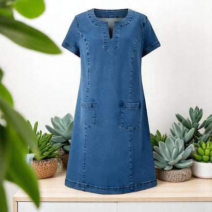 Women's V-Neck Dress with Pockets