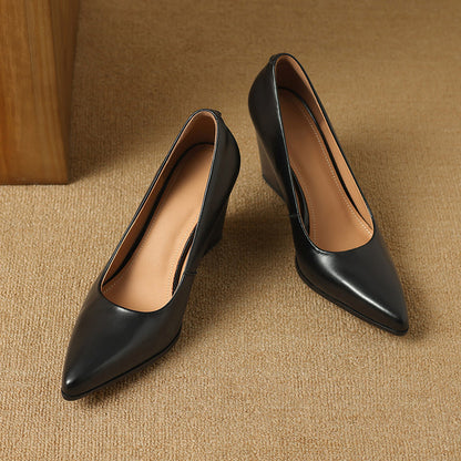 Women's Pointed Toe Pumps Block Heel Slip On Work Shoes