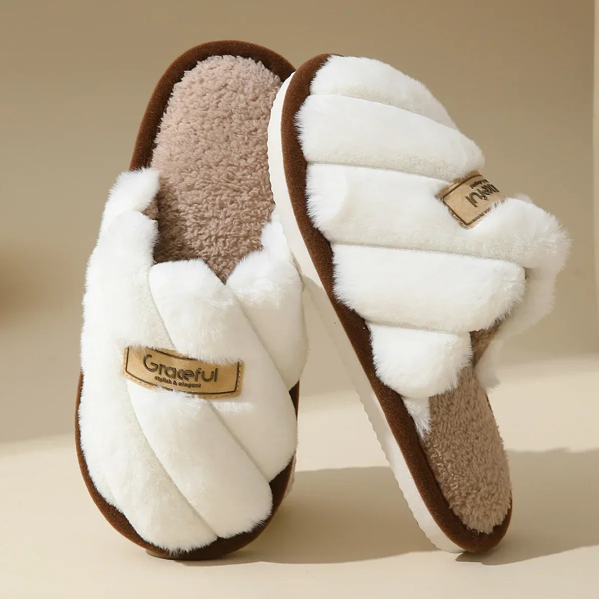 Women's Plush Slide Slippers Soft Cushioned Indoor Comfort
