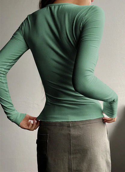 Women's Ribbed Henley Summer