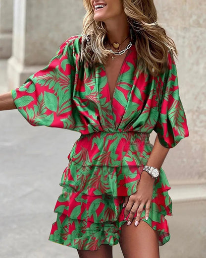 Women's Floral Tiered Wrap Dress
