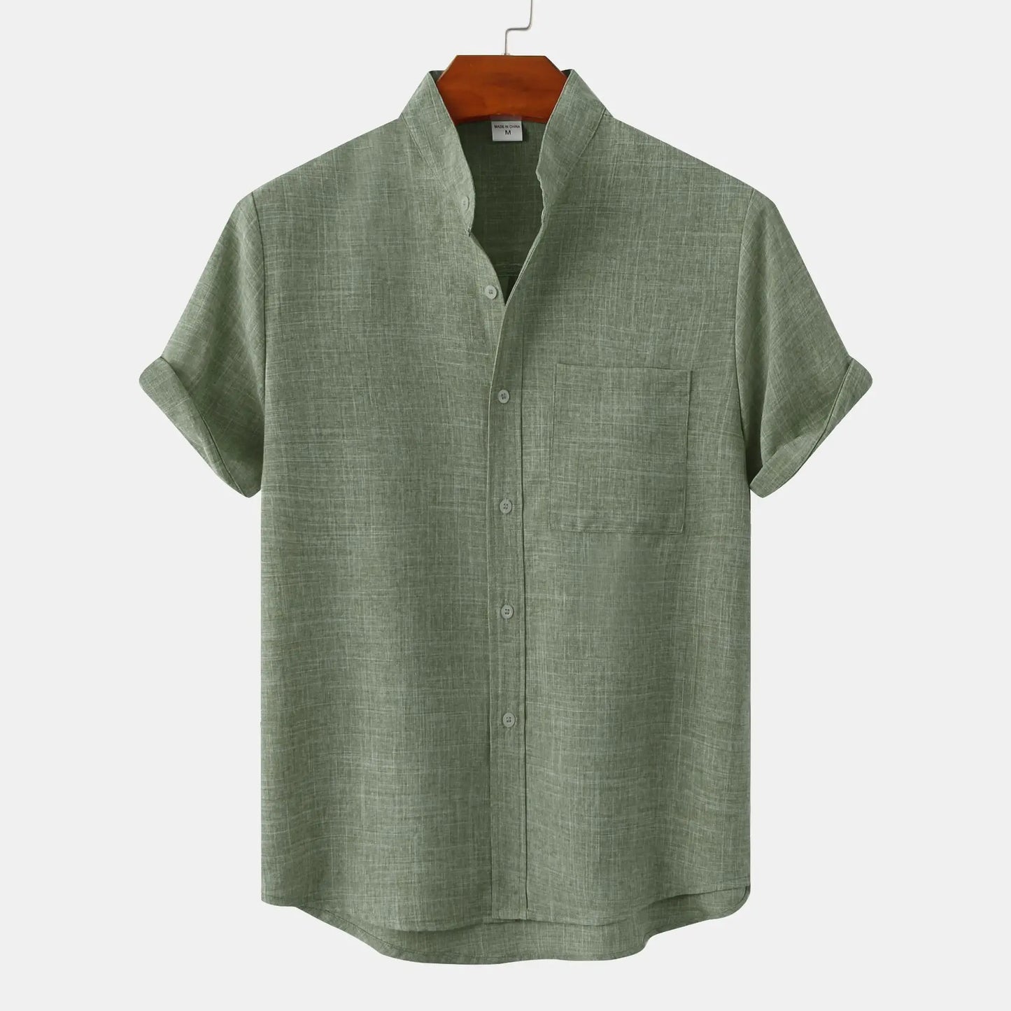 Men's Short Sleeve Button Down Shirt With Chest Pocket