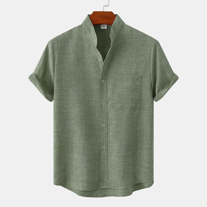 Men's Short Sleeve Button Down Shirt With Chest Pocket