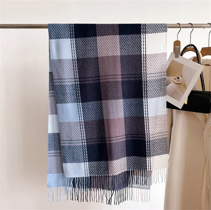 Arvella Women's Plaid Scarf With Tassel