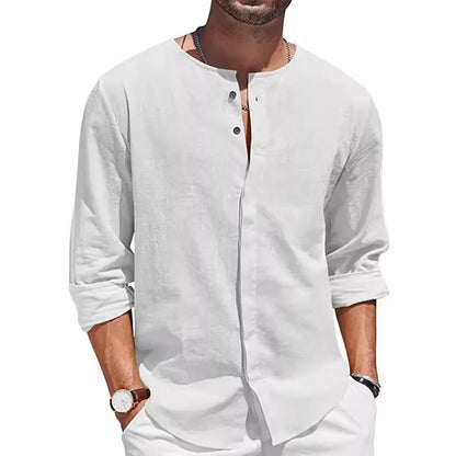 Mens Linen Henley Summer Shirt