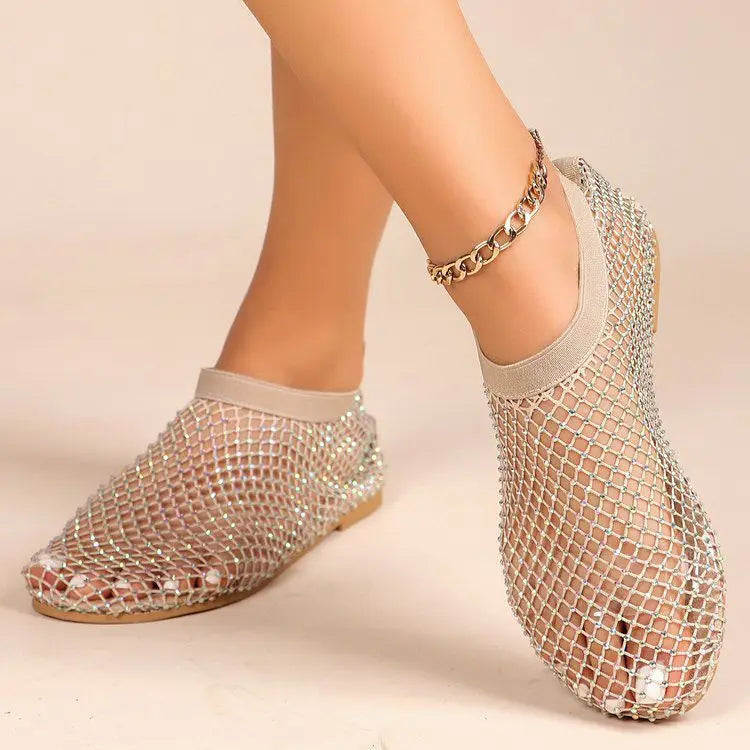 Women's Rhinestone Midnight Blue Flats