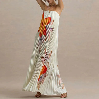 Women's Strapless Floral Maxi Dress