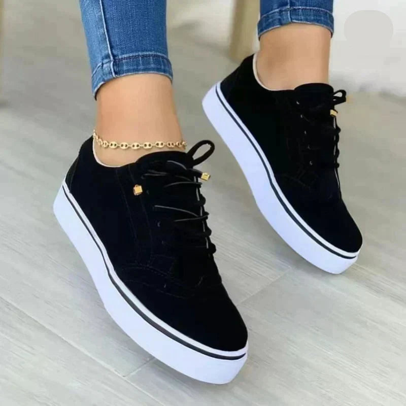 Women's Platform Lace-Up Sneakers Brogue Detail