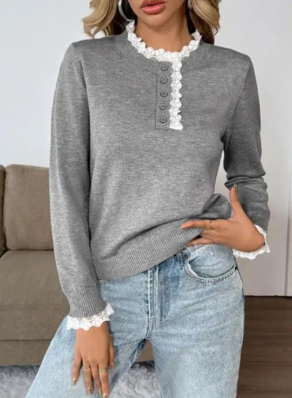 Women's Long Sleeve Sweater Button Front - Vonnera