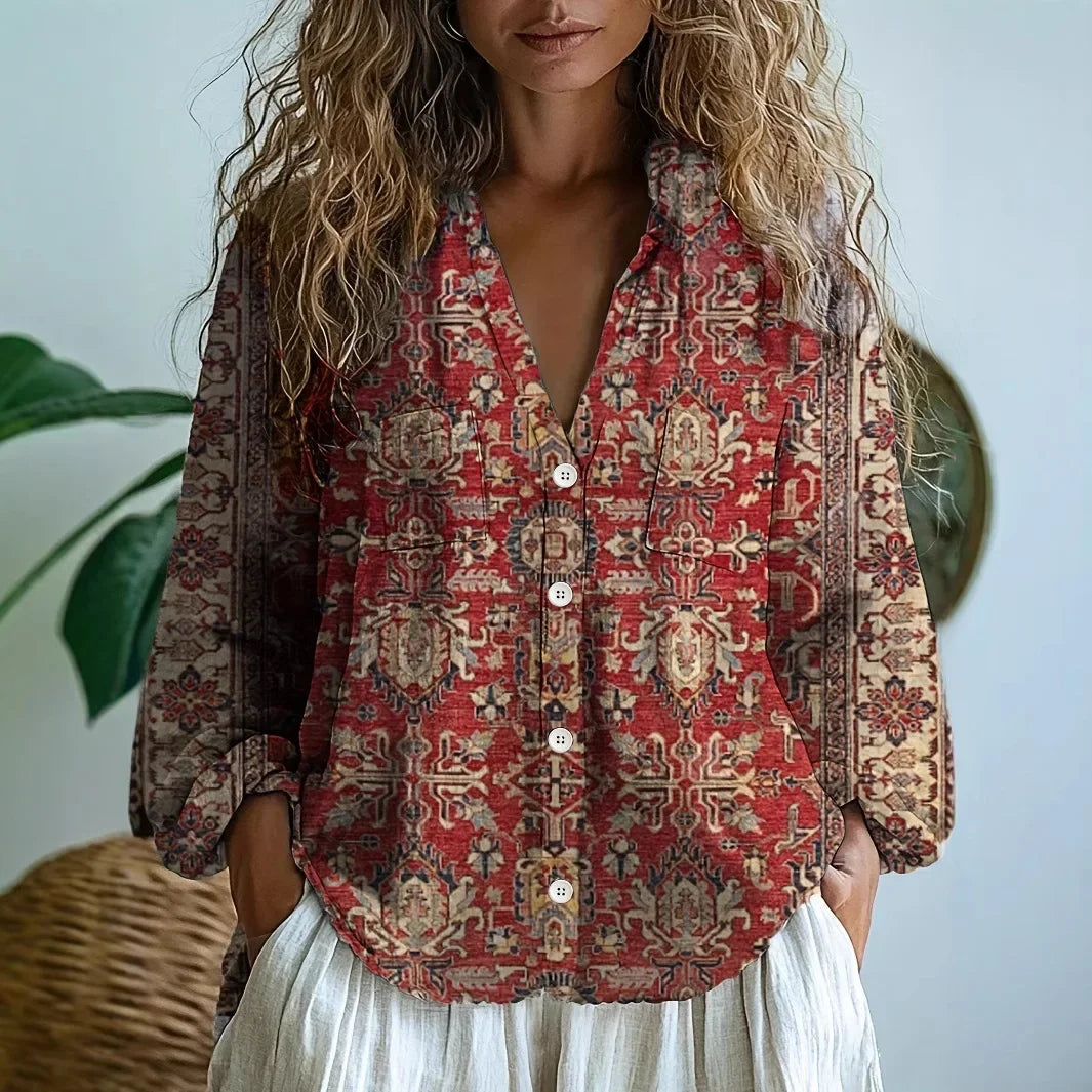 Women's Printed Long Sleeve Blouse