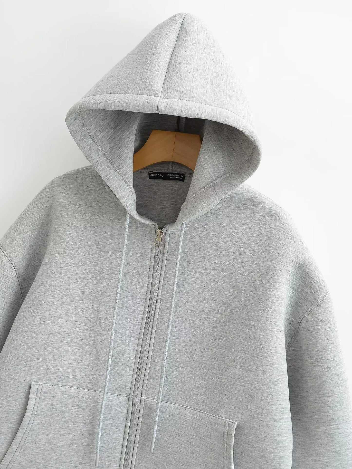 Women's Oversized Zip Hoodie Cotton Casual Black