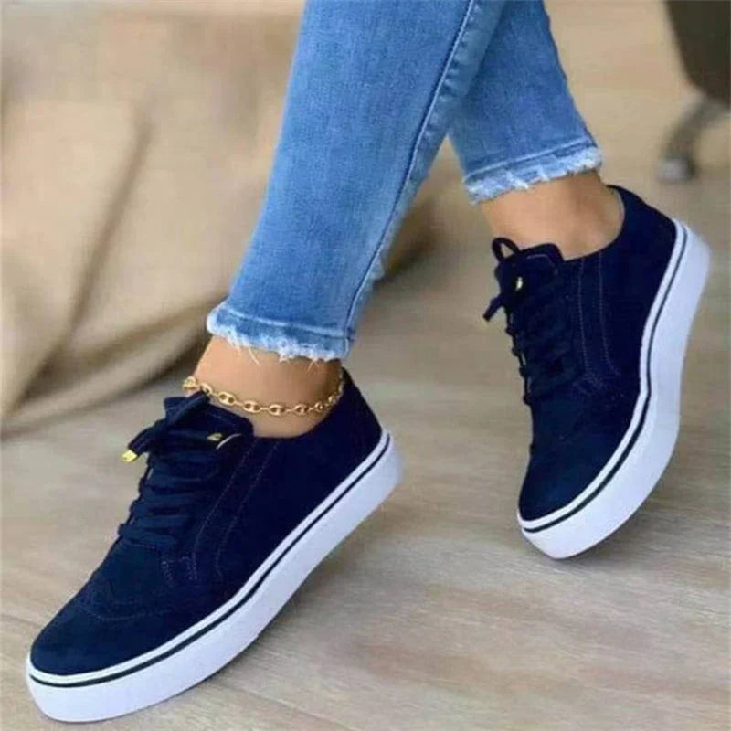 Women's Platform Lace-Up Sneakers Brogue Detail