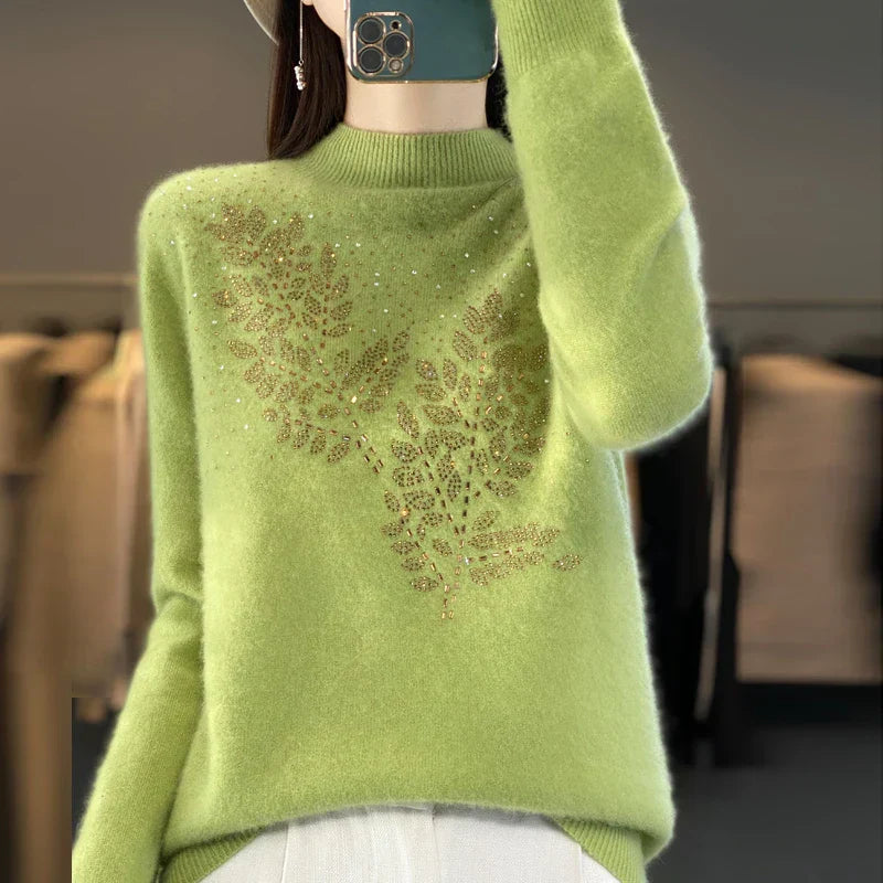 Women's Sweater Beaded Floral Embellishment