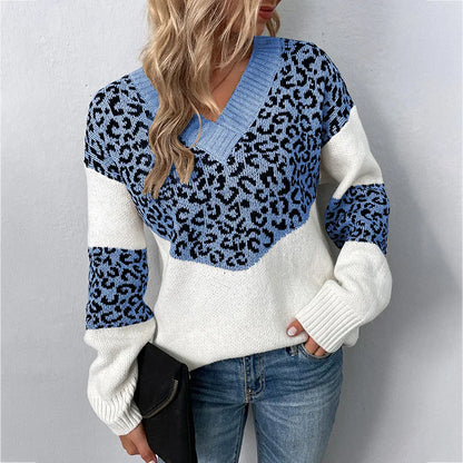 Women's V Neck Patterned Sweater