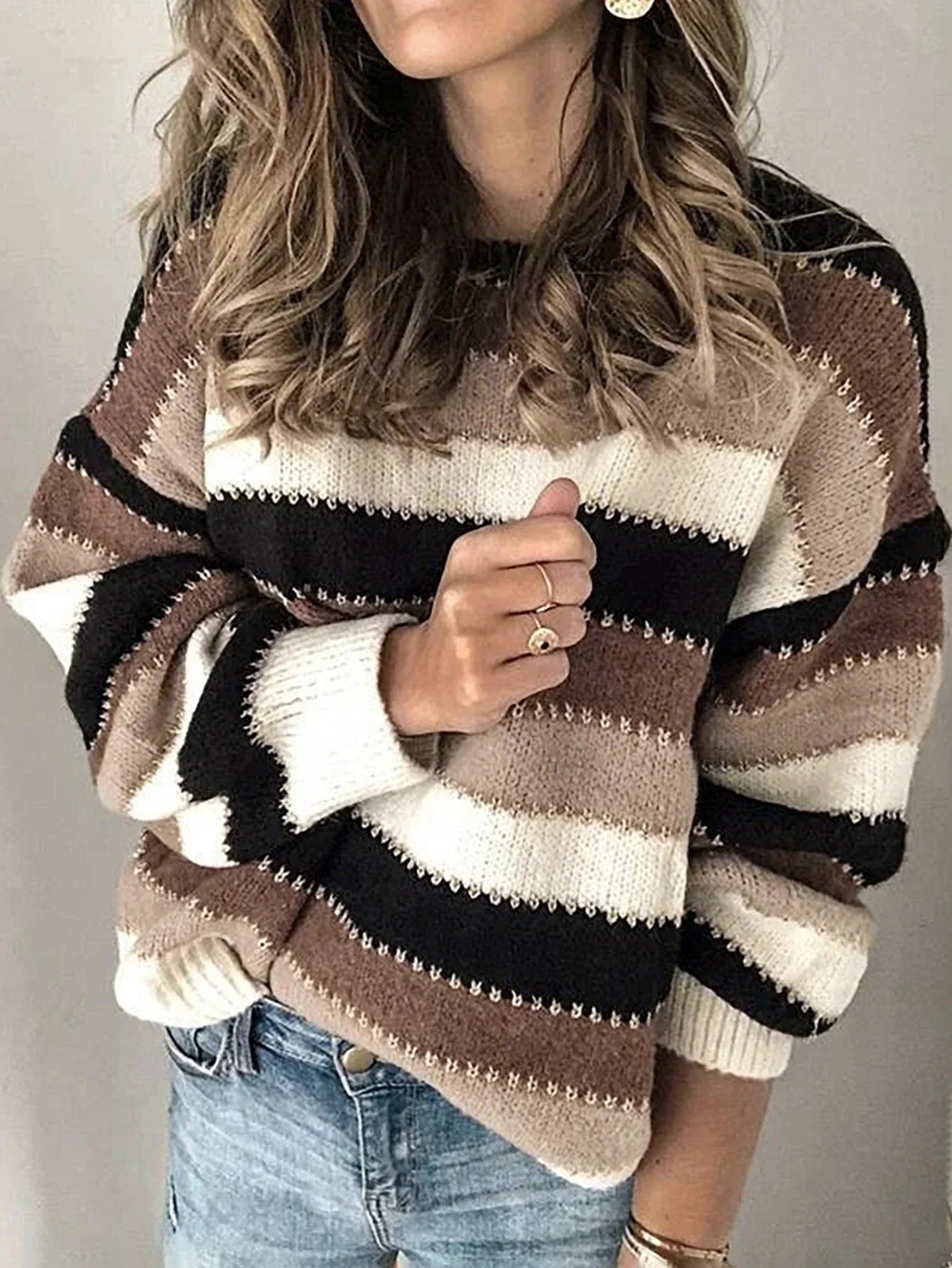 Women's Striped Sweater Loose Fit - Vonnera