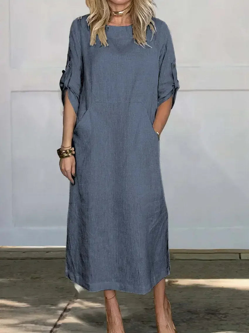 Poppy | Women's A-Line Loose Fit Draped Dress Evening
