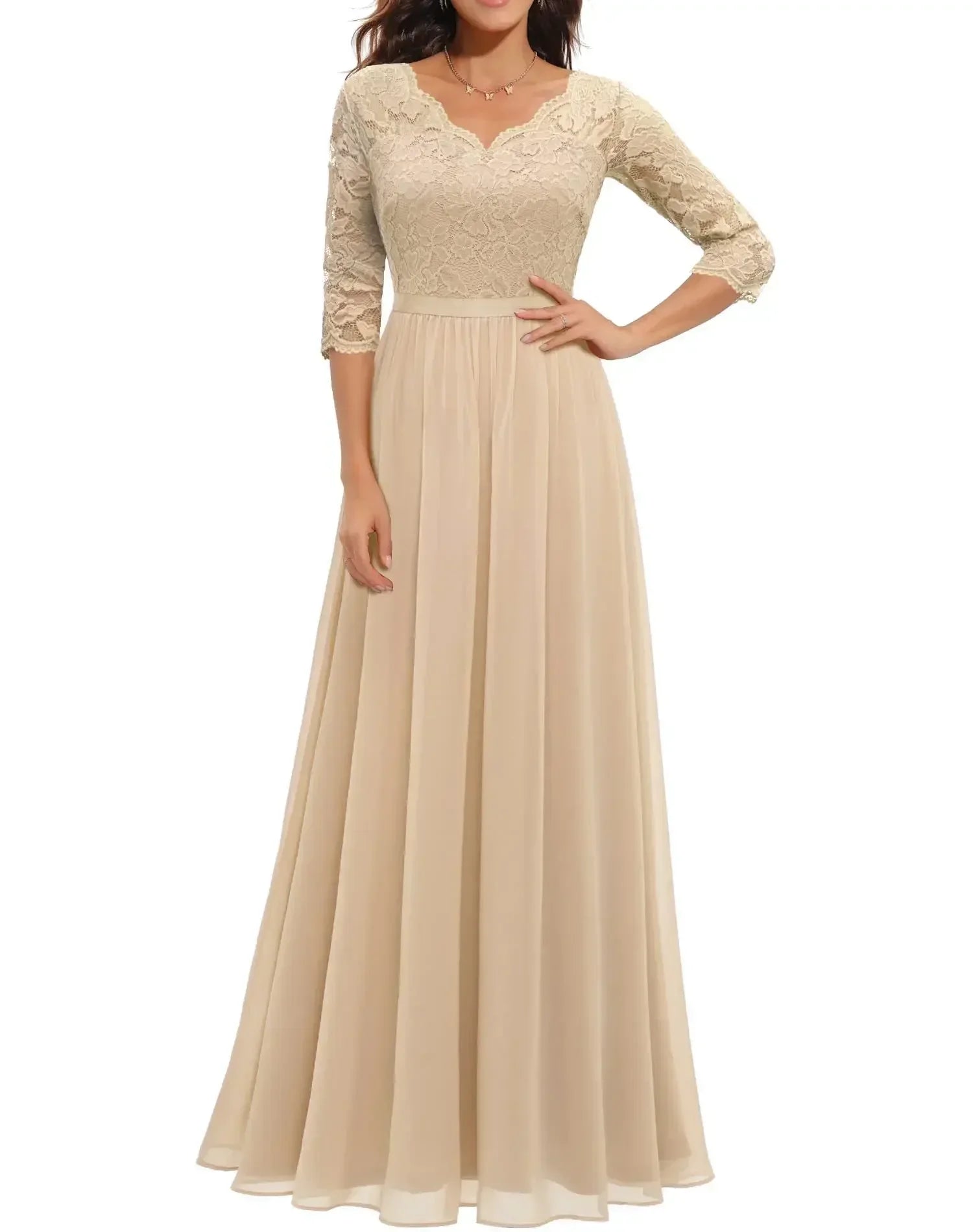 Women's Elegant Lace Long Dress - Vonnera
