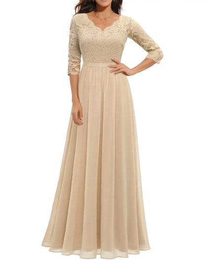 Women's Elegant Lace Long Dress - Vonnera