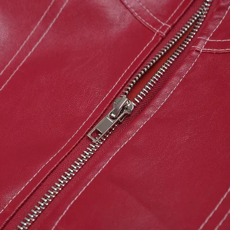Women's Leather Jacket Durable Brown