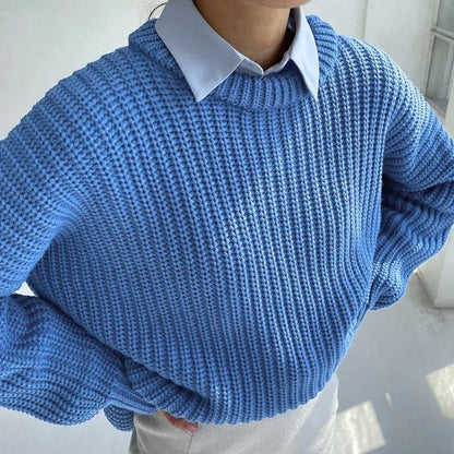 Women's Knit Sweater Ribbed Texture