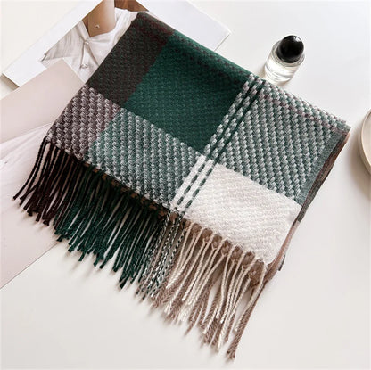 Arvella Women's Plaid Scarf With Tassel