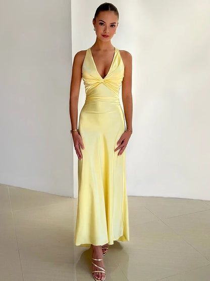 Women's Sleeveless Halter Neck Evening Gown