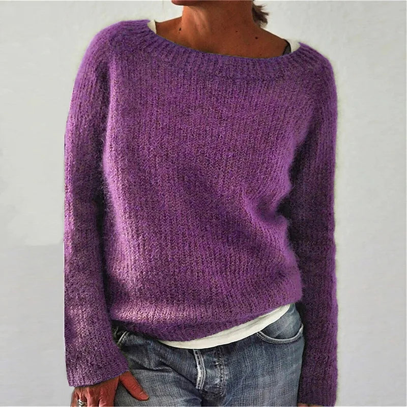 Women's Cozy Knit Sweater Loose Fit Pullover