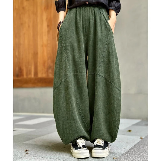 Women's Cotton Linen Wide Leg Pants - Vonnera