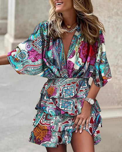 Women's Floral Tiered Wrap Dress