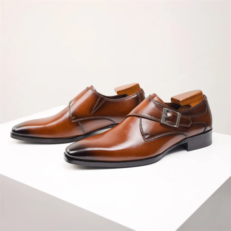 Men's Single Strap Buckle Dress Shoes - Vonnera