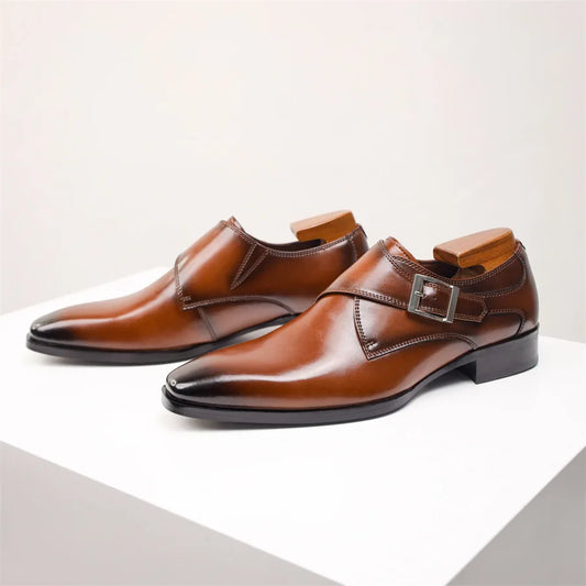 Men's Monk Strap Leather Shoe - Vonnera