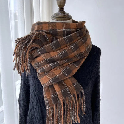 Melviera Fringed Check Scarf
