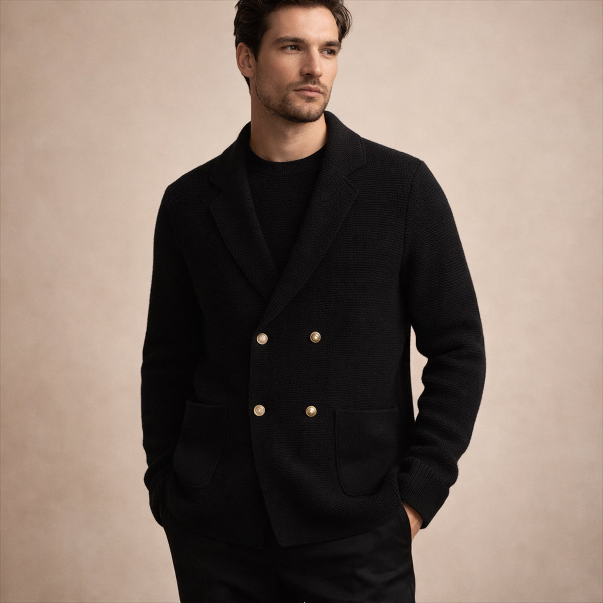 Men's Double Breasted Knit Cardigan Smart Casual