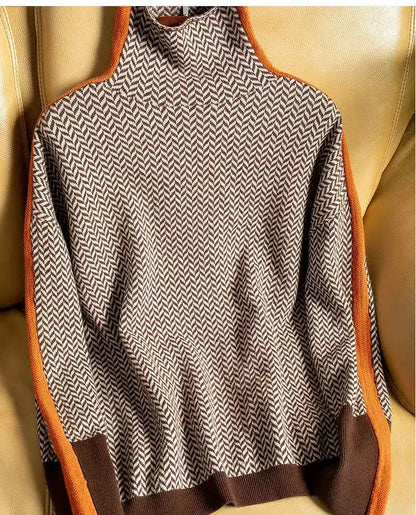 Women's Long Sleeve Sweater Contrasting Trim - Vonnera
