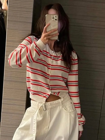 Portella Women's Striped Cardigan Sweater
