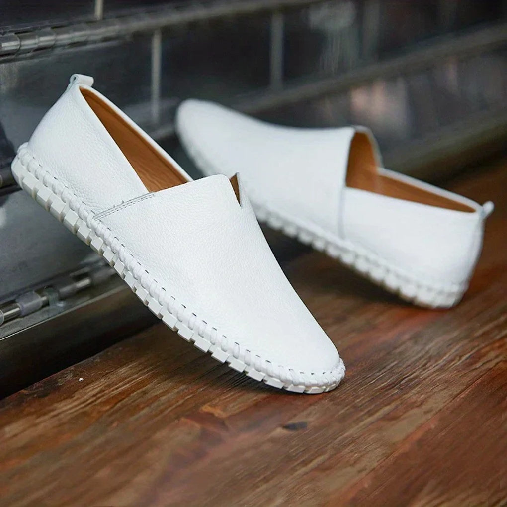 Men's Leather Slip On Loafers Matte Black