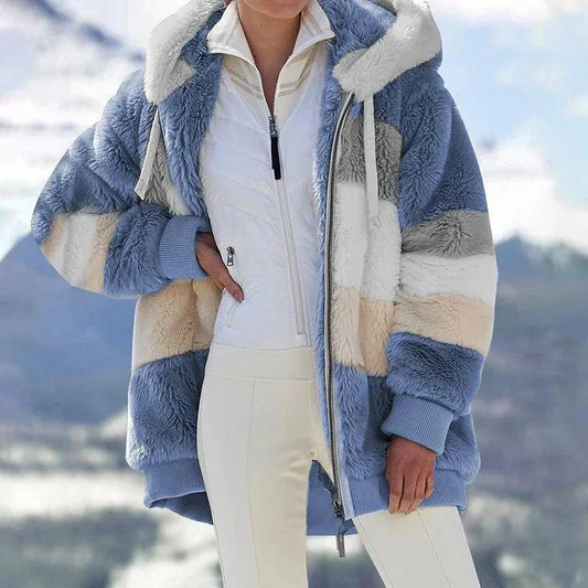 Women's Colorblock Plush Overcoat - Vonnera