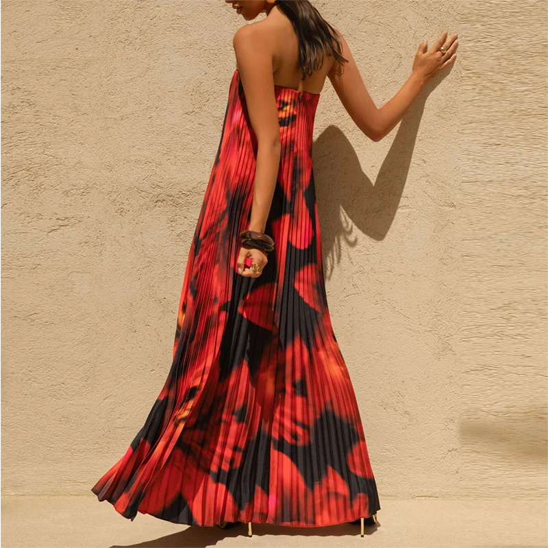 Women's Strapless Floral Maxi Dress