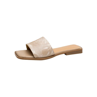 Women's Floral Embossed Square Toe Sandals