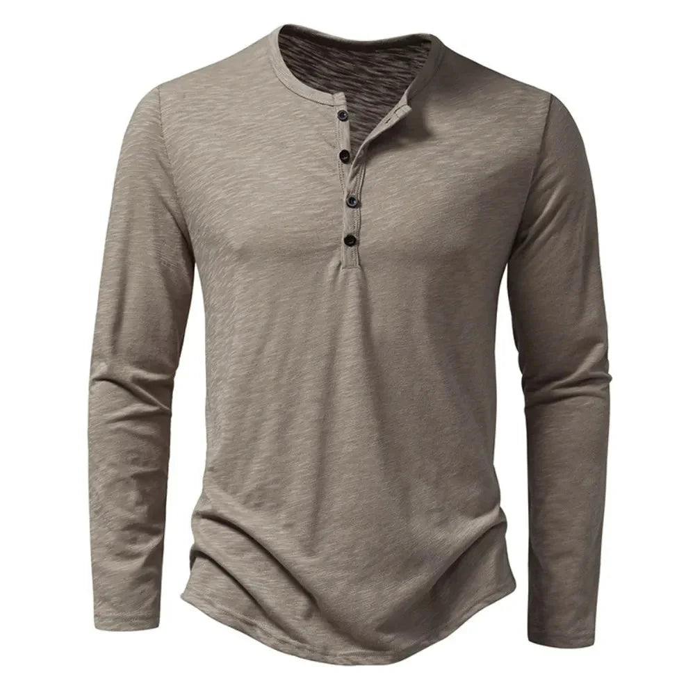 Men's Solid Henley Shirt Regular Fit Classic Casual - Vonnera