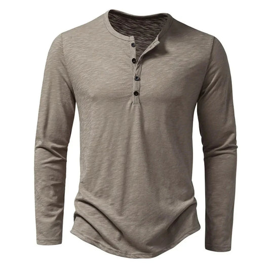 Men's Solid Henley Shirt Regular Fit Classic Casual - Vonnera