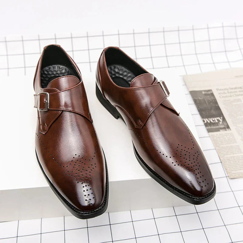 Men's Dress Shoes Single Strap Buckle Design